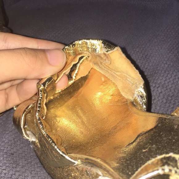 SOLD 1970s Groovy Authentic Disco Platforms GOLD - Picture 3 of 4